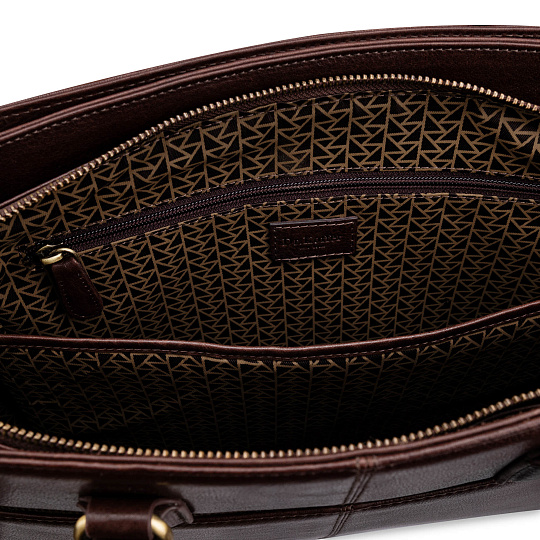 Деловая сумка Dr.Koffer из натуральной кожи темно-коричневая