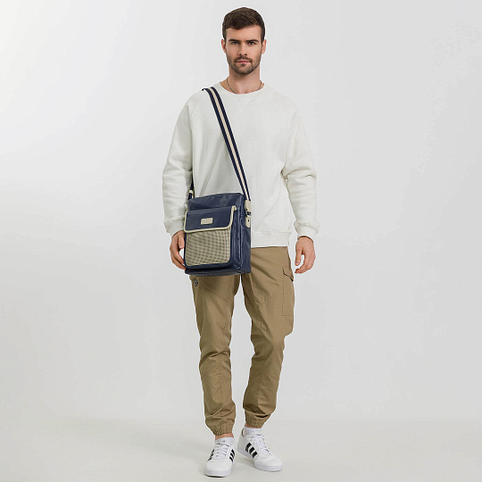 Сумка через плечо Dr.Koffer из натуральной кожи синяя