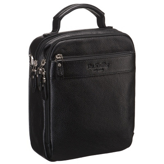 Черная мужская кожаная сумка для документов со съемным плечевым ремнем Dr.Koffer B402251-220-04