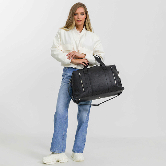 Сумка дорожная Dr.Koffer из натуральной кожи черная