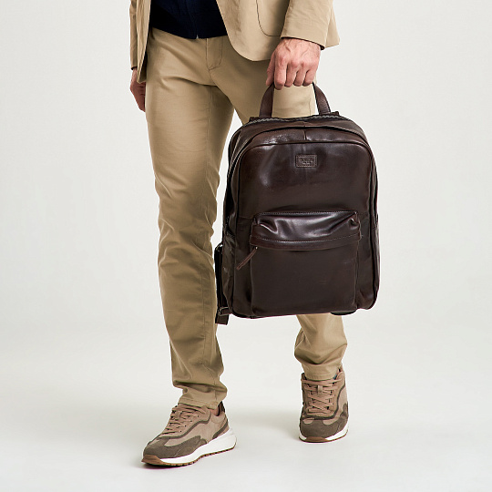 Рюкзак Dr.Koffer из натуральной кожи темно-коричневый