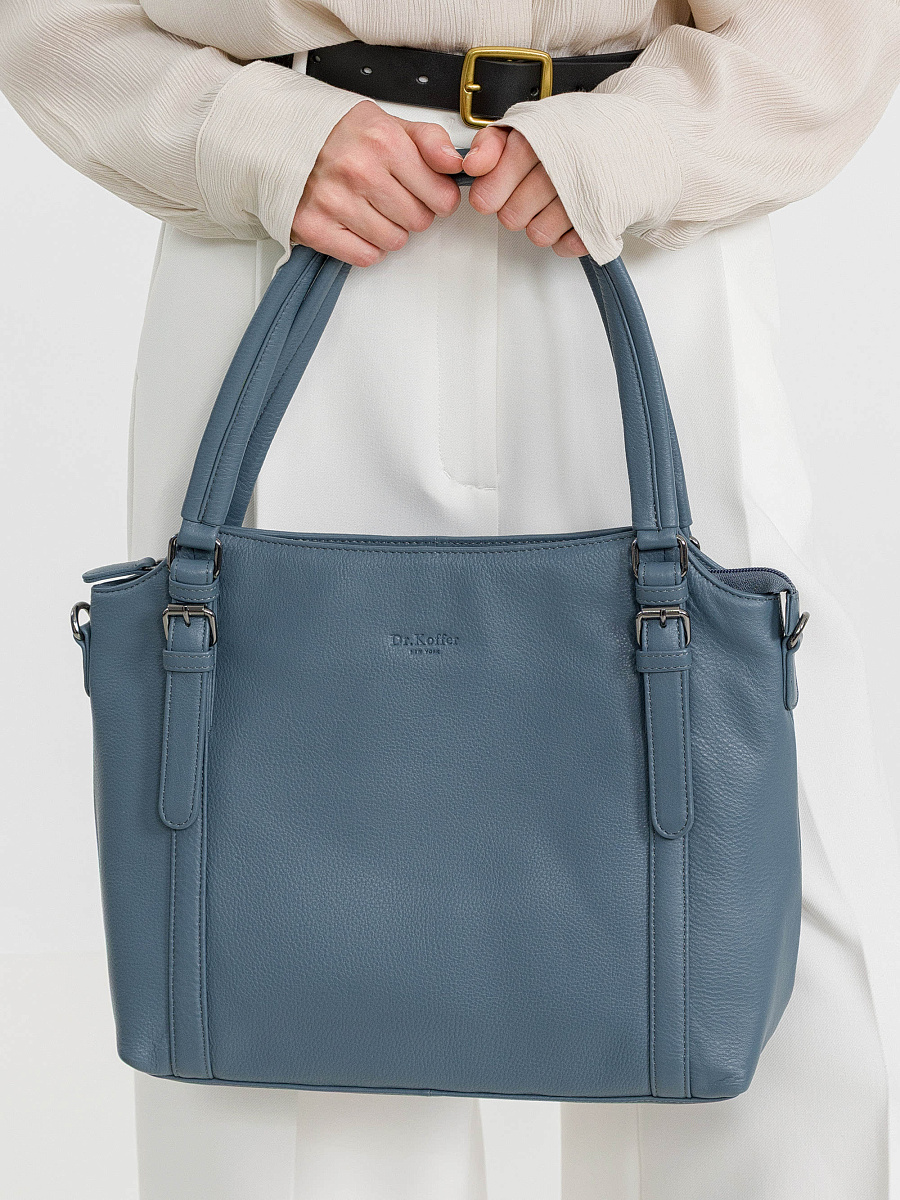 Женская сумка Dr.Koffer из натуральной кожи голубая