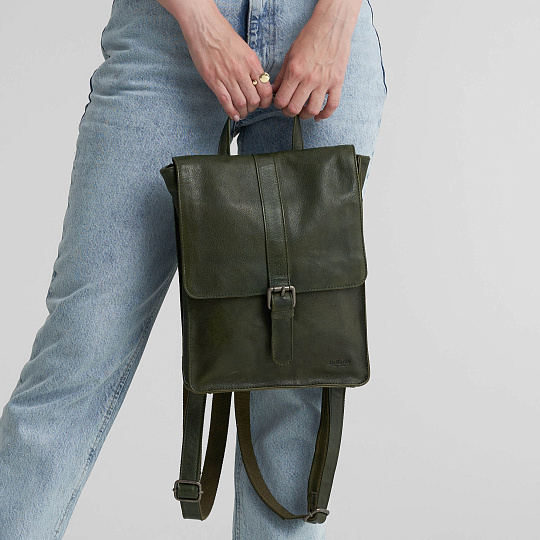 Рюкзак Dr.Koffer из натуральной кожи зеленый