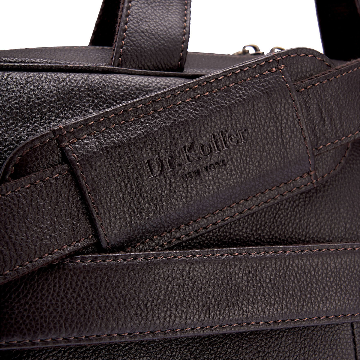 Деловая сумка Dr.Koffer из натуральной кожи темно-коричневая