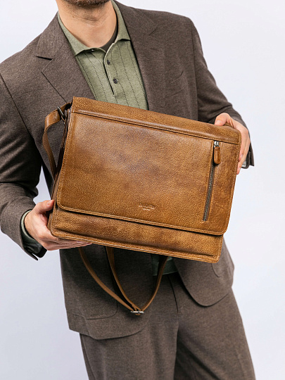 Сумка через плечо Dr. Koffer из натуральной кожи коричневая