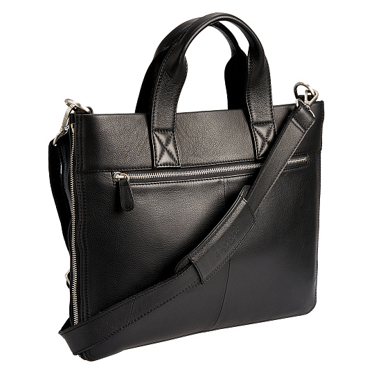 Деловая сумка Dr.Koffer из натуральной кожи черная