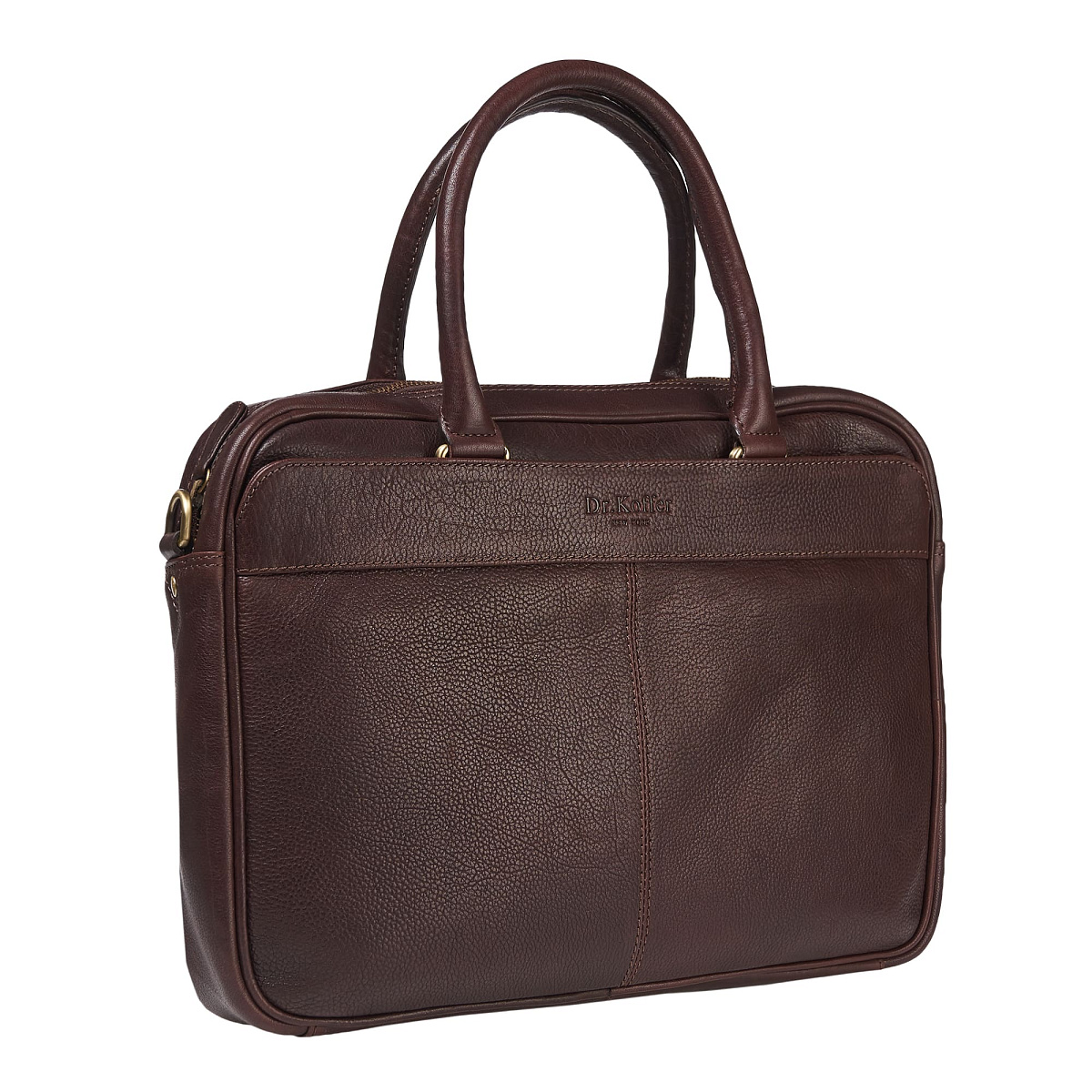Деловая сумка Dr.Koffer из натуральной кожи темно-коричневая