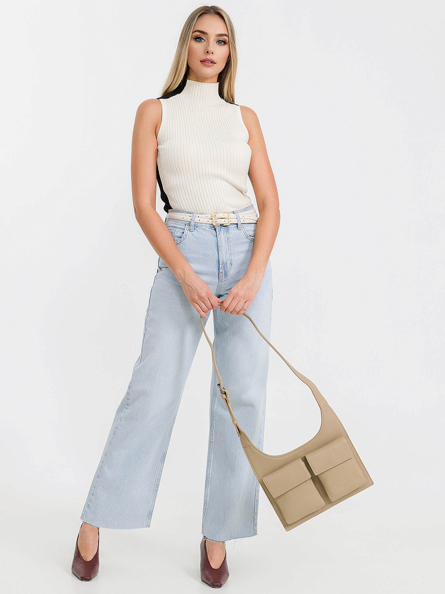 Сумка через плечо Dr.Koffer из натуральной кожи бежевая