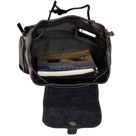 Женский рюкзак из черной натуральной кожи с большим количеством карманов Dr.Koffer 2003-7-04