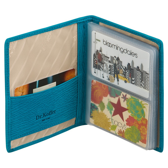 Визитница Dr.Koffer из натуральной кожи голубая