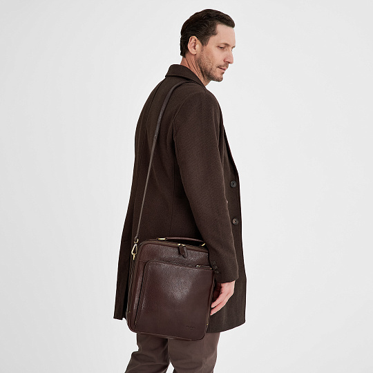 Сумка через плечо Dr.Koffer из натуральной кожи коричневая