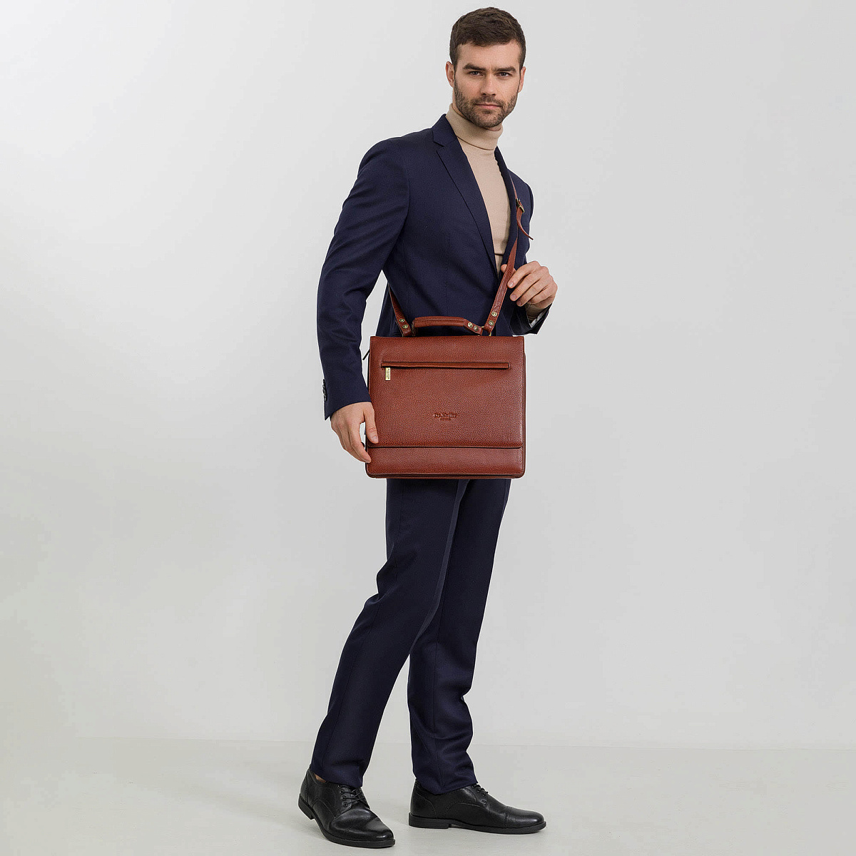 Деловая сумка Dr.Koffer из натуральной кожи коричневая