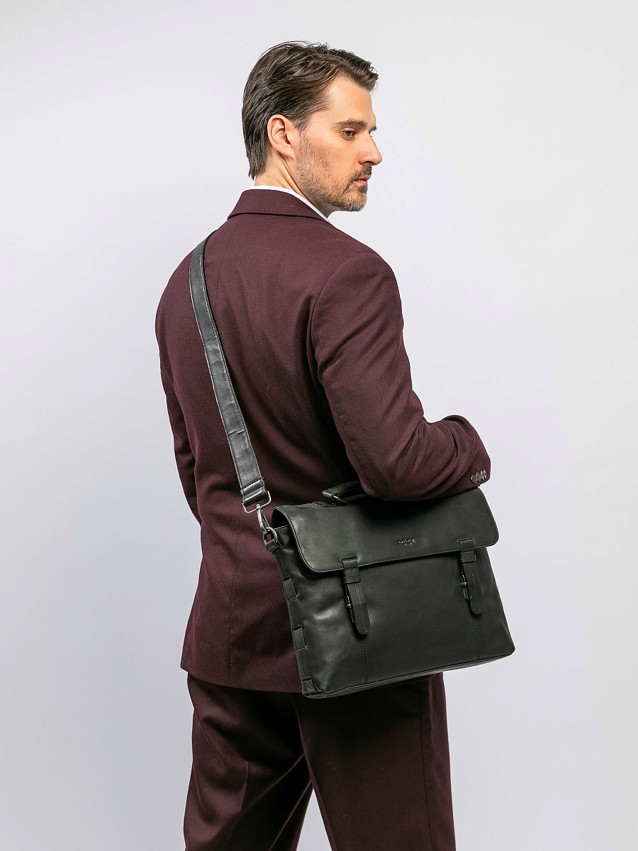 Портфель Dr.Koffer из натуральной кожи черный