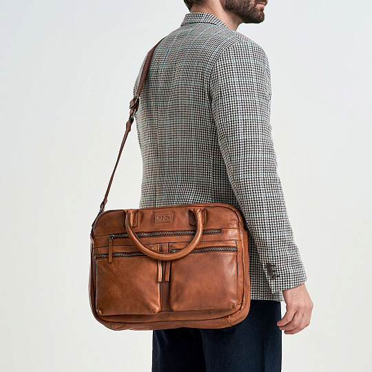 Деловая сумка Dr.Koffer из натуральной кожи коричневая