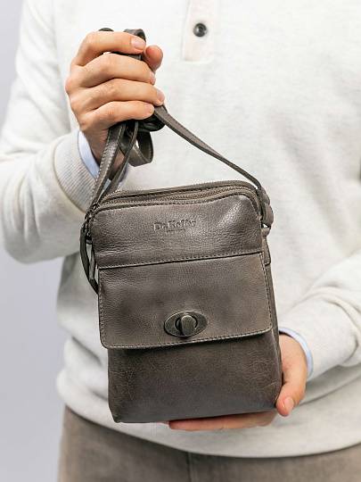 Сумка через плечо Dr.Koffer из натуральной кожи серая