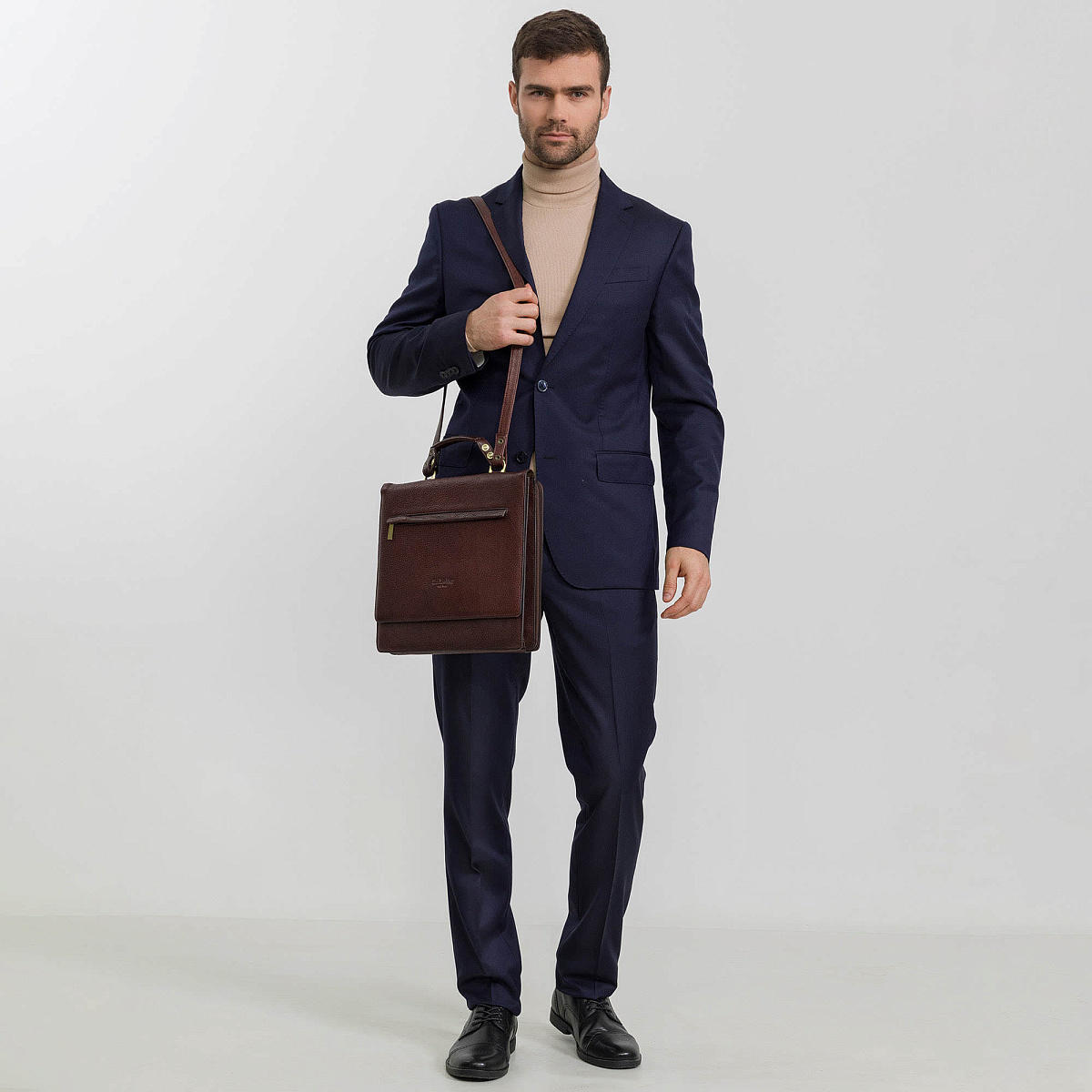 Деловая сумка Dr.Koffer из натуральной кожи темно-коричневая