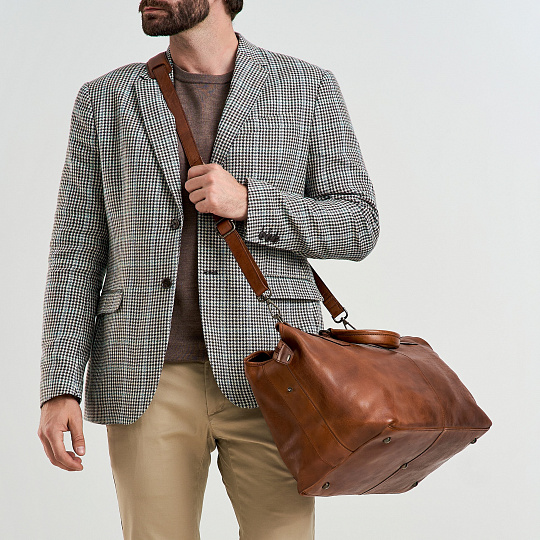 Сумка дорожная Dr.Koffer из натуральной кожи коричневая