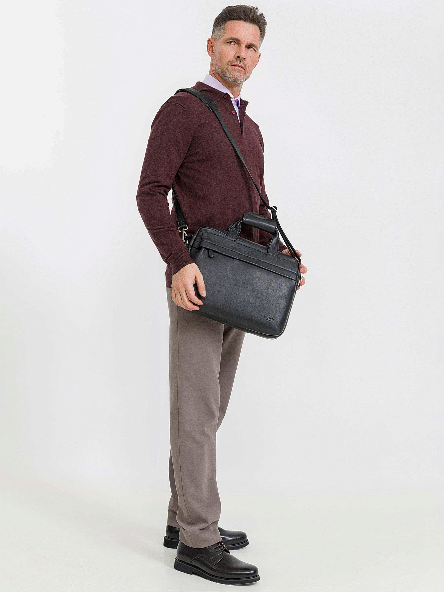 Деловая сумка Dr.Koffer из натуральной кожи черная