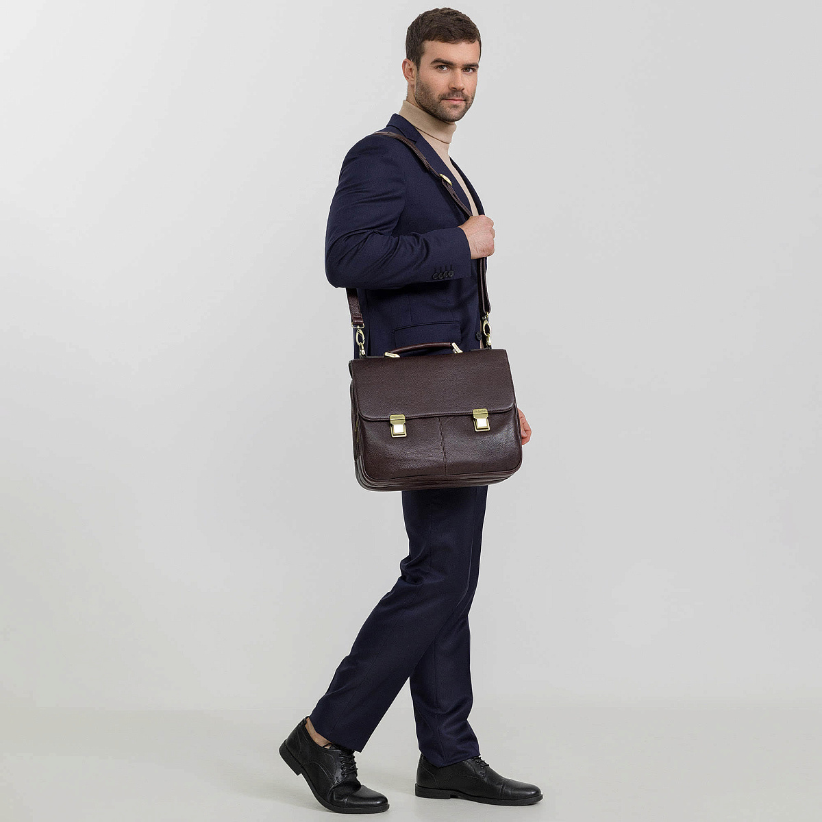 Портфель Dr.Koffer из натуральной кожи темно-коричневый