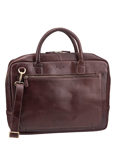 Деловая сумка Dr.Koffer из натуральной кожи темно-коричневая