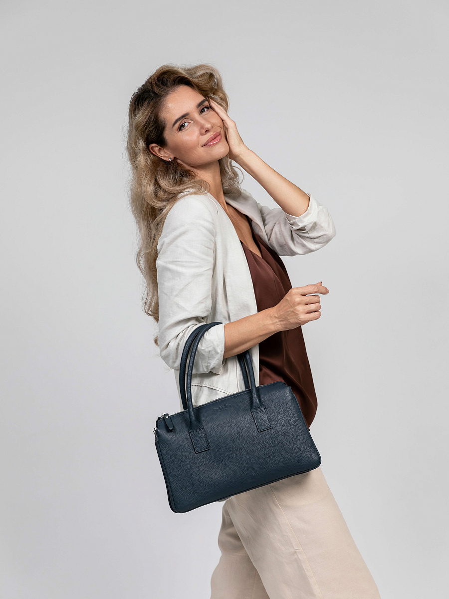 Женская сумка Dr.Koffer из натуральной кожи синяя