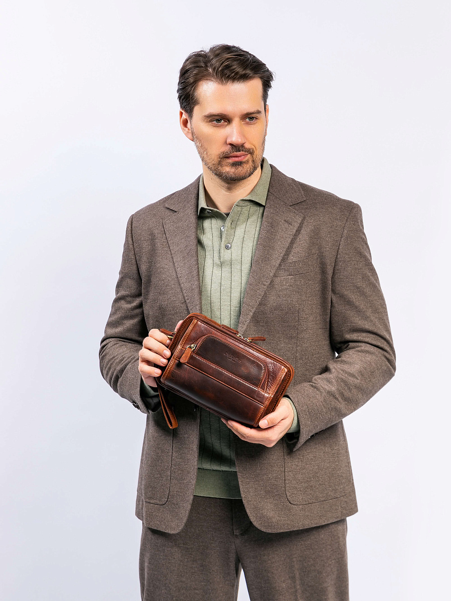 Сумка-визитка Dr. Koffer из натуральной кожи коричневая