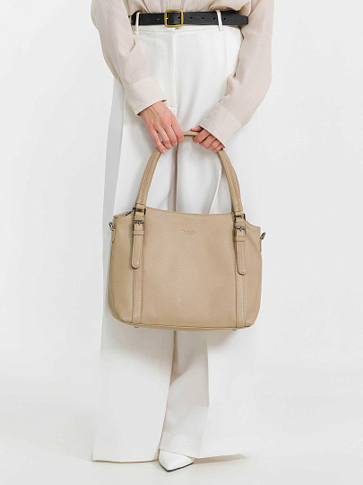 Женская сумка Dr.Koffer из натуральной кожи бежевая