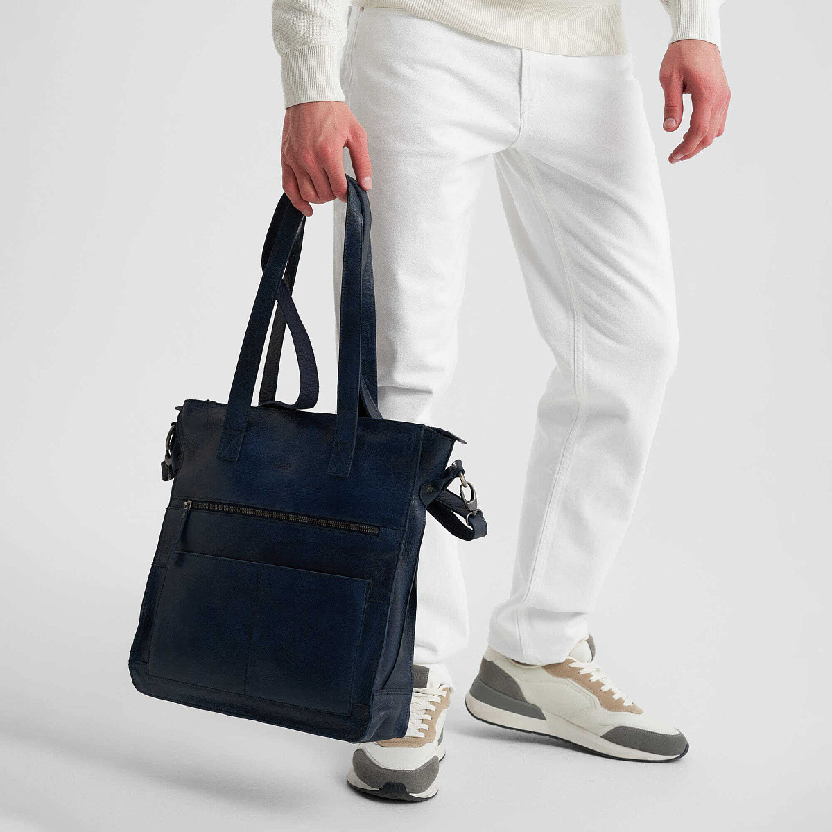 Деловая сумка Dr.Koffer из натуральной кожи синяя