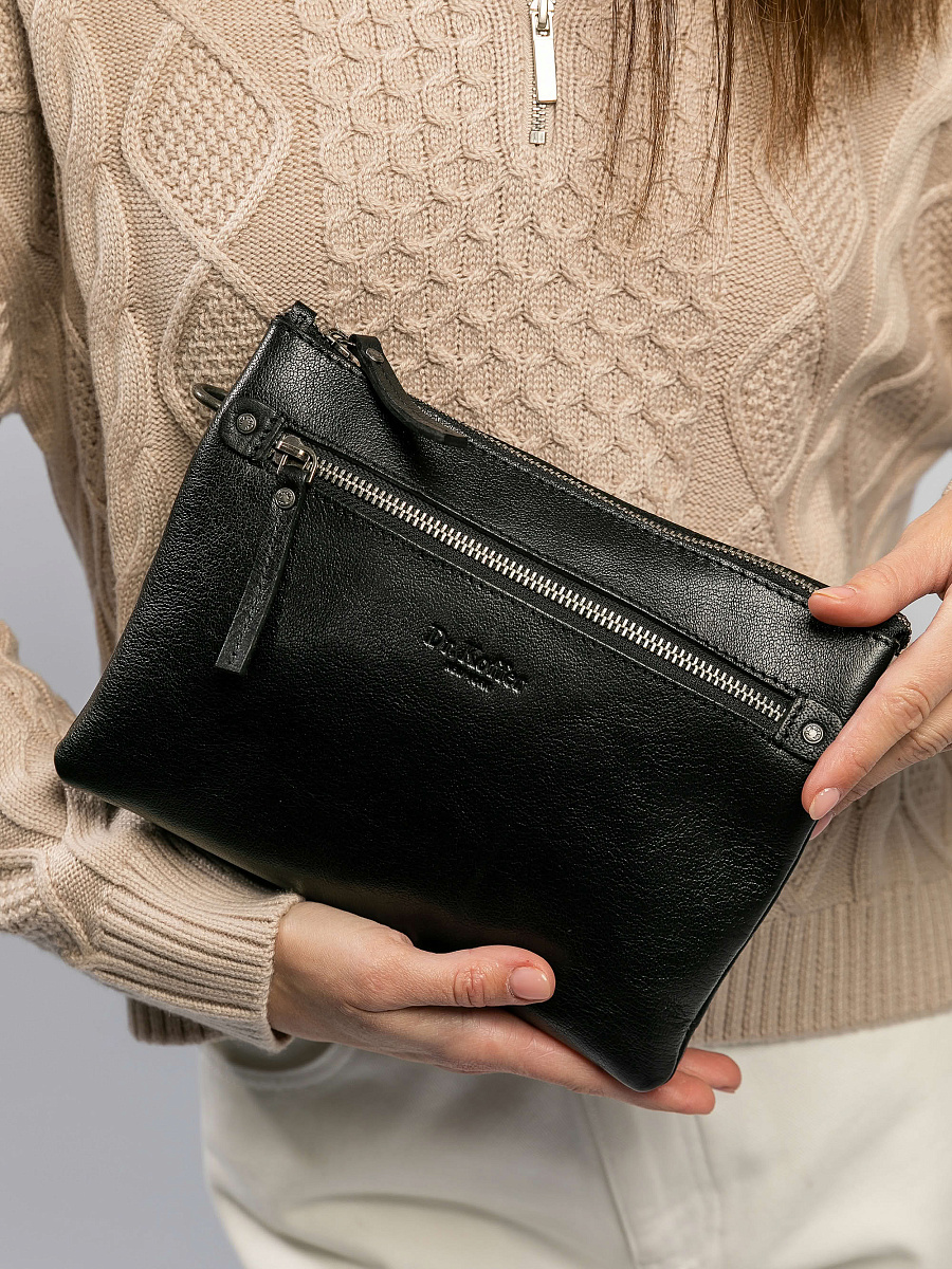 Сумка через плечо Dr.Koffer из натуральной кожи черная