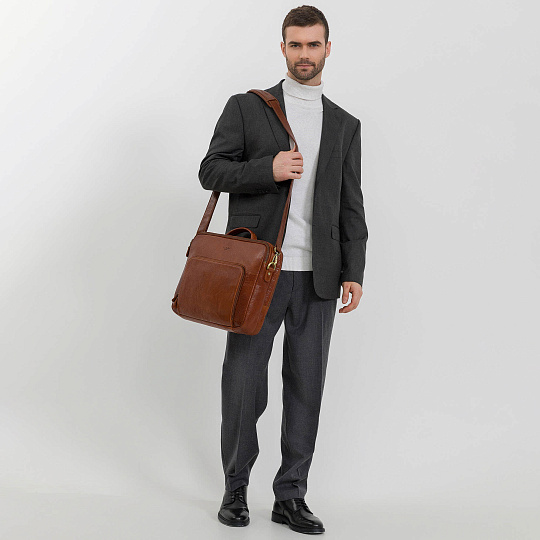 Деловая сумка Dr.Koffer из натуральной кожи коричневая