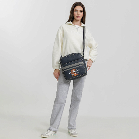 Сумка через плечо Dr.Koffer из натуральной кожи синяя