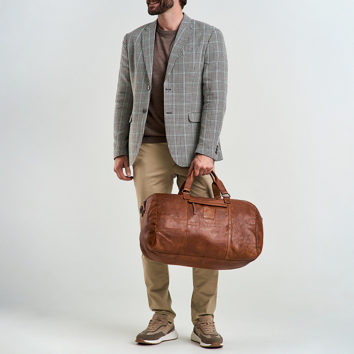 Сумка дорожная Dr.Koffer из натуральной кожи коричневая