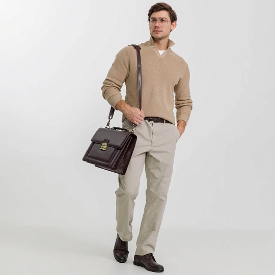 Портфель Dr.Koffer из натуральной кожи темно-коричневый