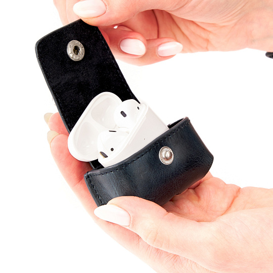 Чехол для AirPods из натуральной кожи синий Dr.Koffer
