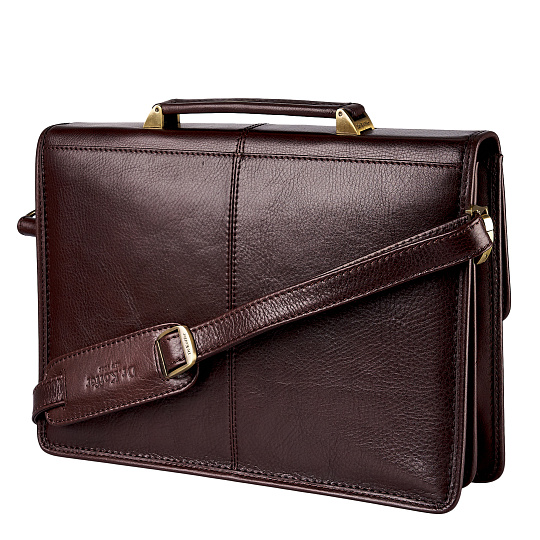Портфель Dr.Koffer из натуральной кожи темно-коричневый