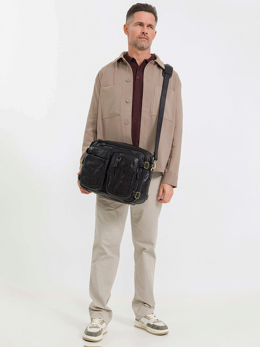 Деловая сумка Dr.Koffer из натуральной кожи черная