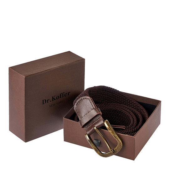 Ремень Dr.Koffer из натуральной кожи и текстиля коричневый