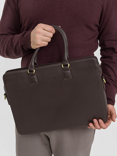 Деловая сумка Dr.Koffer из натуральной кожи темно-коричневая