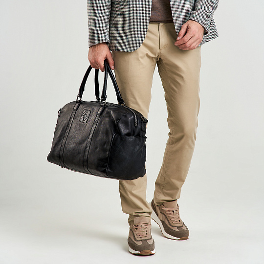 Сумка дорожная Dr.Koffer из натуральной кожи черная