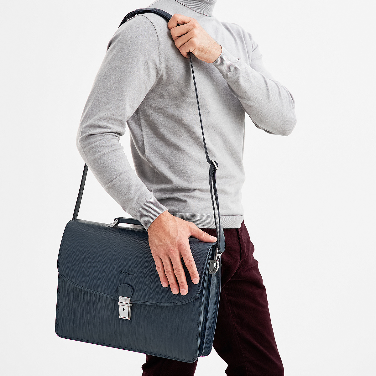 Портфель Dr.Koffer из натуральной кожи синий