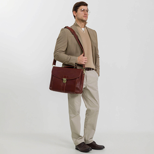 Портфель Dr.Koffer из натуральной кожи светло-коричневый