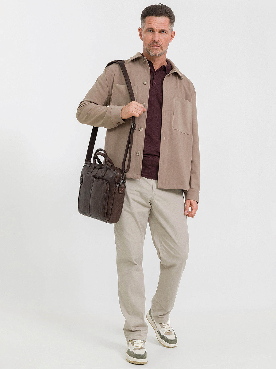 Деловая сумка Dr.Koffer из натуральной кожи темно-коричневая