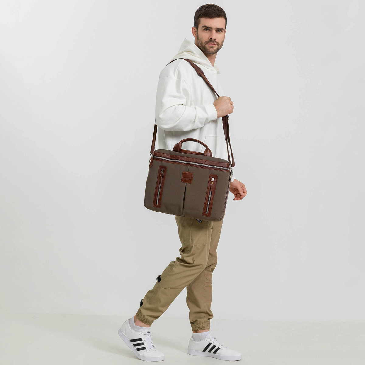 Деловая сумка Dr.Koffer из полиэстэра и натуральной кожи