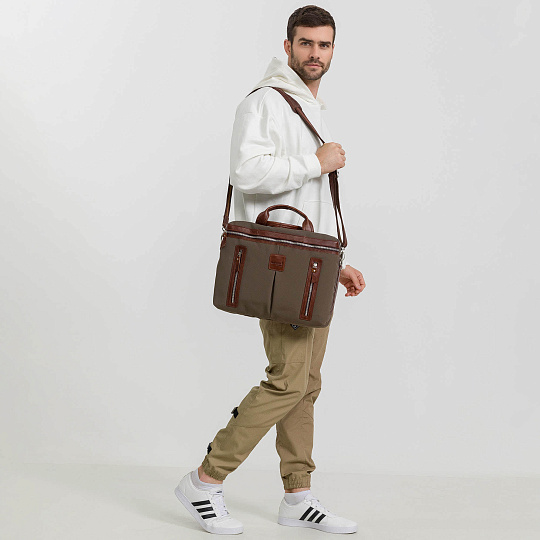 Деловая сумка Dr.Koffer из полиэстэра и натуральной кожи