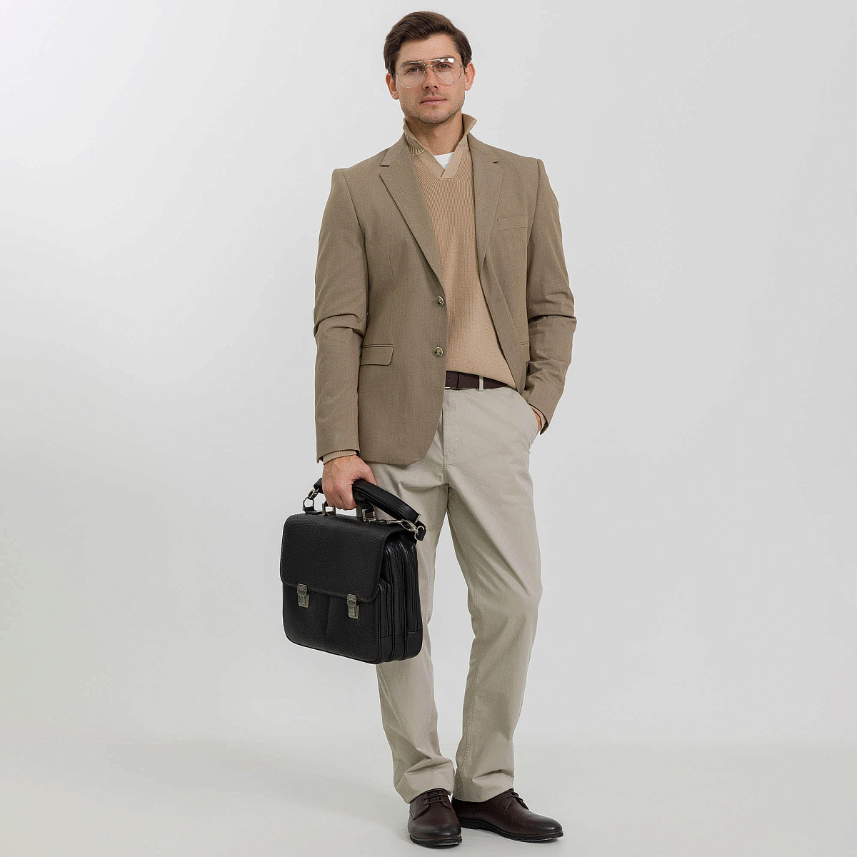 Портфель Dr.Koffer из натуральной кожи черный