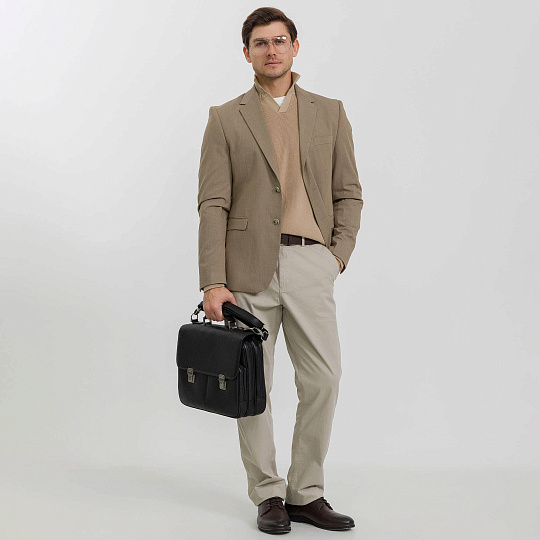 Портфель Dr.Koffer из натуральной кожи черный