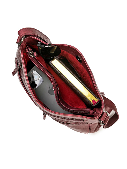 Сумка через плечо Dr.Koffer из натуральной кожи бордовая