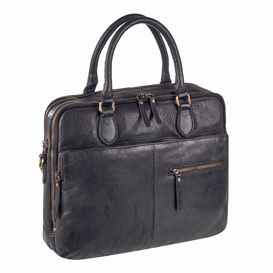 Деловая сумка Dr.Koffer из натуральной кожи черная
