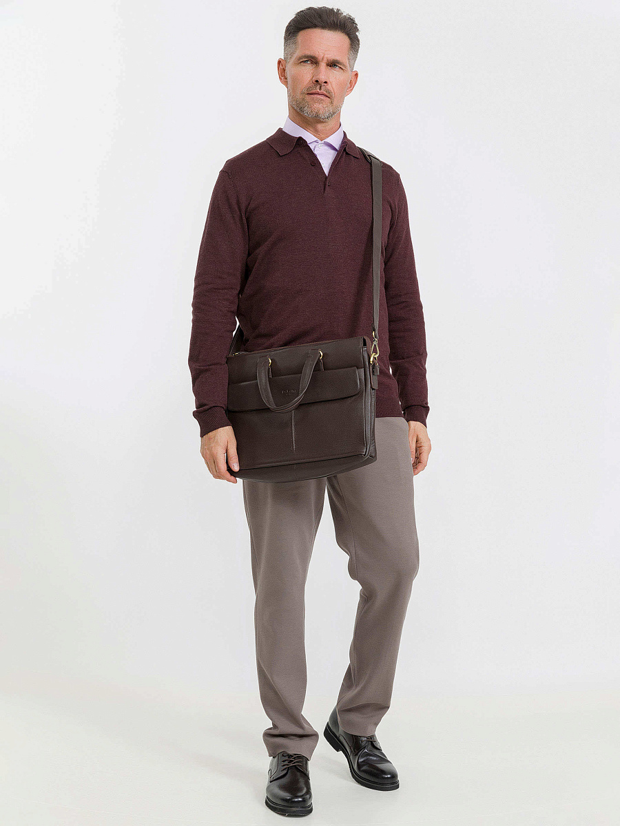 Деловая сумка Dr.Koffer из натуральной кожи темно-коричневая
