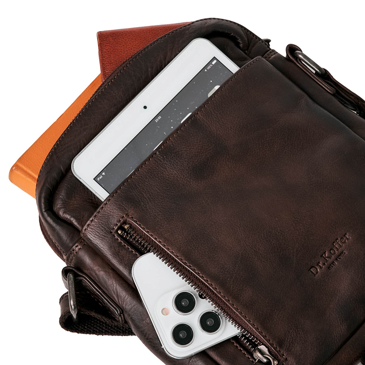 Сумка через плечо Dr.Koffer из натуральной кожи коричневая